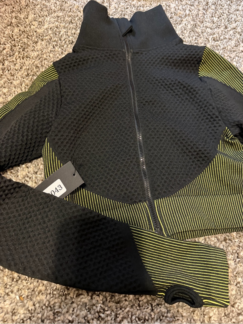 Hot Miami Styles Black Jacket with Lime Accent Stripes